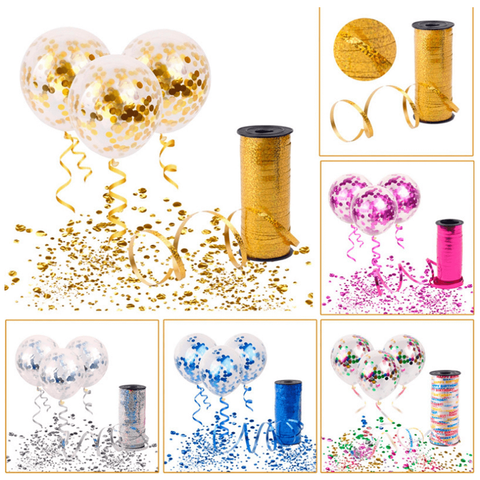 Party 12 inch Latex Transparent Clear Ballon Stuffing Golden Sequin Confetti Balloon